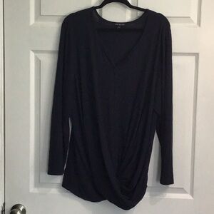 Lane Bryant Women’s black long sleeve shirt - draped cross front - Size 18/20